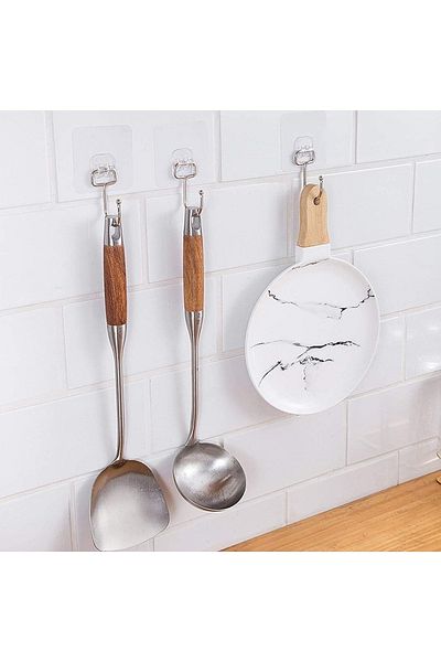 Alper Banyo Ισχυροί αυτοκόλλητοι γάντζοι για κουζίνα, αυτοκόλλητες κρεμάστρες, κρεμάστρες τοίχου για κουζίνα, γραφείο σπιτιού 4 τμχ
