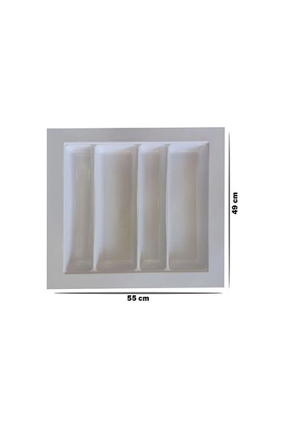 GörSeç 55x49 Cm Bolă Albă - Organizator pentru tacâmuri, 45x40 Cm Tăiat în E