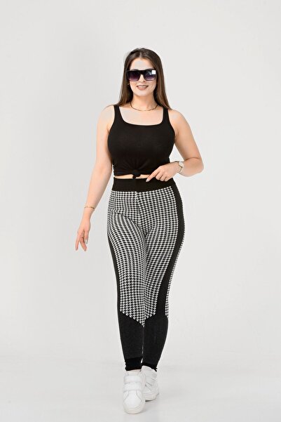 FLEX FASHION Colanți flexibili din tricotaje din Lycra - Femei cu model Houndstooth