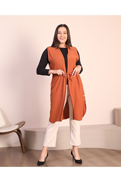 Ferace Women's Large Size Vest Mother Vest Is Hijab Clothing Women's Vest Brown