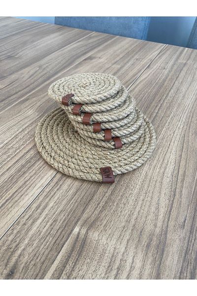 GörSeç 6 Pieces Wicker Coasters and Trivets Tea, Cup, Mug, Candle Coasters Handmade Decorative Natural Natural