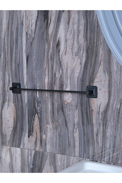 Alper Banyo Kare Model Yapışkanlı Siyah Uzun Havluluk, Havlu Askısı | Ister Y...