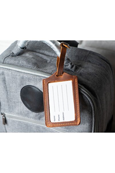 Cozy Leather %100 gerçek deri bavul etiketi , valiz etiketi, luggage tag
