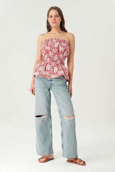 CROSS JEANS Light Blue Buttoned Jean Trousers - Loose Fit, String Cut C 4934-016