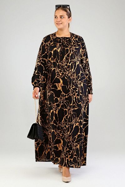 Ferace Φόρεμα μεγάλου μεγέθους Hijab Φόρεμα Viscose Plus Size Μαύρο