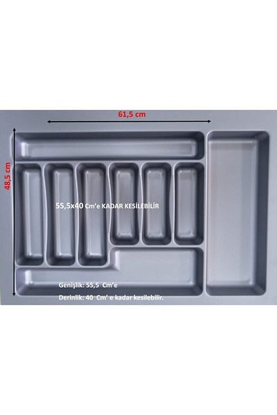 Ersa 61,5cm x 48,5cm Γκρι Συρτάρι - Παντοπωλείο, Κουτάλια Εσωτερικά, Κομμένο - 55,5x40 cm