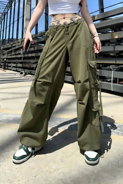 NEWLAKER Унисекс панталони с широки крачоли и тиранти