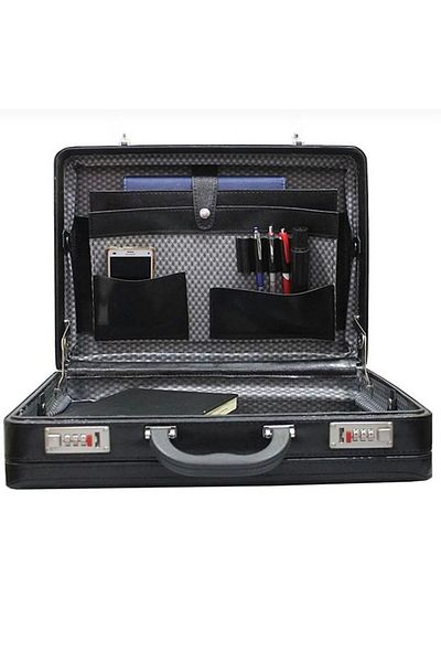 fao polo Gusseted, Encrypted, Leather James Bond Briefcase