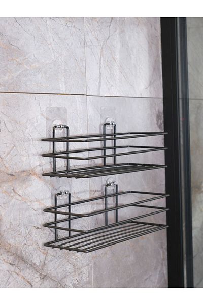 Alper Banyo Hooked Spice Rack Kitchen Shelf 2 Pieces Only Black