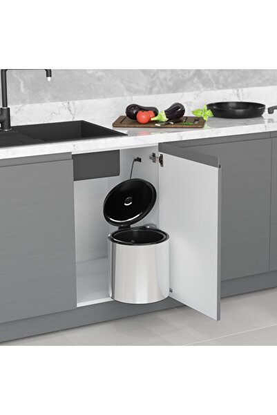 STARAX S-2251 Chrome Stainless Trash Can 10 Lt