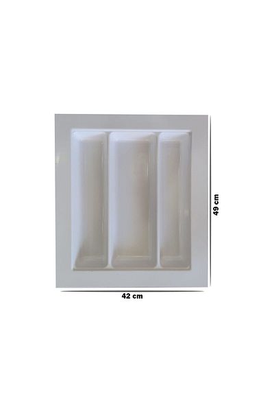 GörSeç 42x49 Cm Bol Alb - Suport pentru Linguri și Organizator, 33x40 Cm Tăiere în E