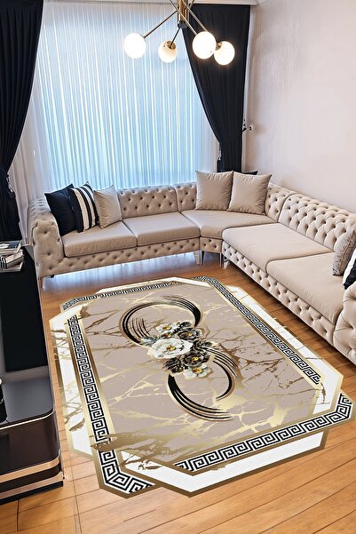 YTR HOME Dijital Baskı Yıkanabilir Kaymaz Taban Dekoratif Salon Mutfak Halısı Yolluk