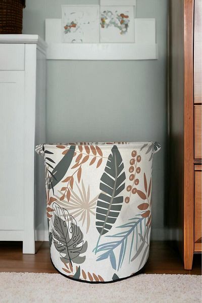 Rope Home 37x40 Πτυσσόμενο μοτίβο φύλλων βρώμικο ντουλάπι ρούχων και καλάθι αποθήκευσης οργάνωσης παιχνιδιών για παιδικό δωμάτιο