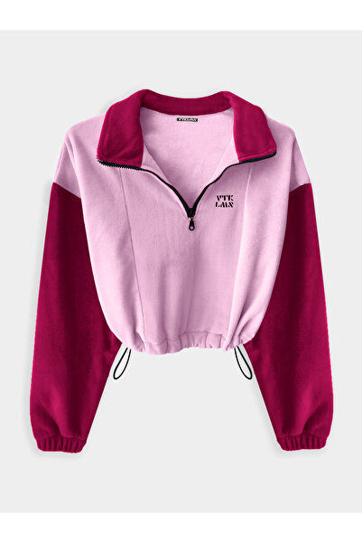 Vatkalimon Lilac Fuchsia Half Zip Crop Fleece