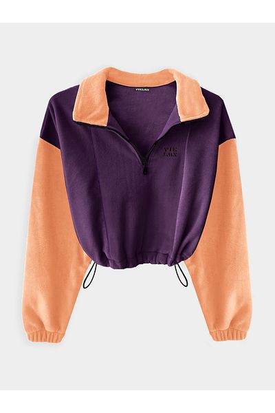 Vatkalimon Purple Salmon Half Zip Crop Fleece