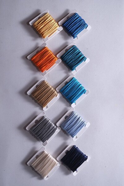 Eskişehir hobi sanat حبل باراشوت مكرامية 10 ألوان 1 مم 3 متر - طقم سوار وقلادة