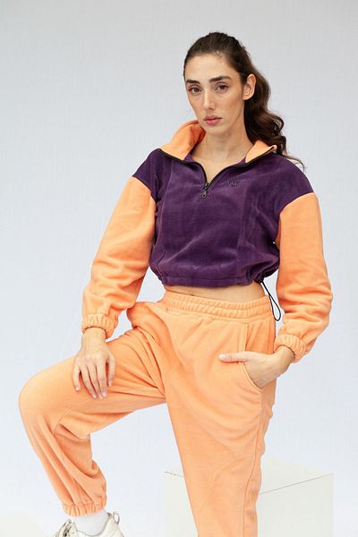 Vatkalimon Purple Salmon Half Zip Crop Fleece