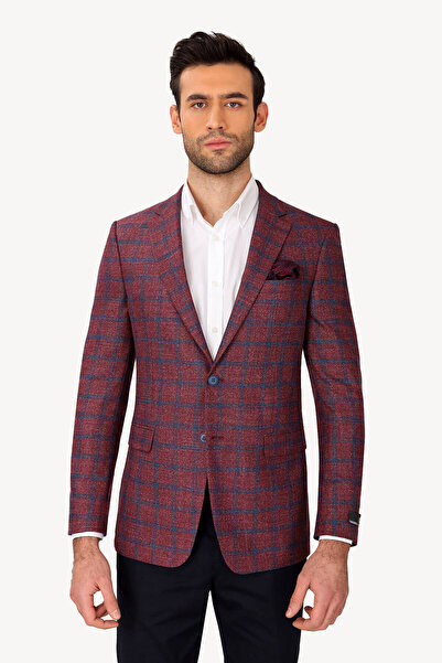 Ysf Erkek Bordo Klasik Keten Ceket