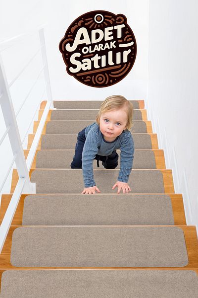 Stepmat Halifleks Stair Step Mat - Non-Slip Base, Rip Carpet, Milky Brown