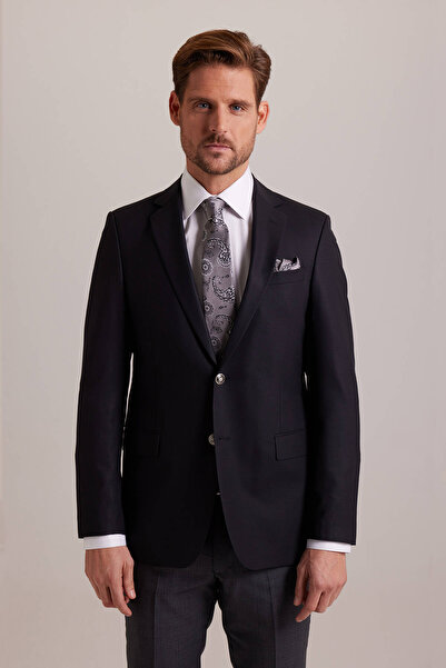 Ysf Erkek Siyah Klasik Yünlü Blazer Ceket