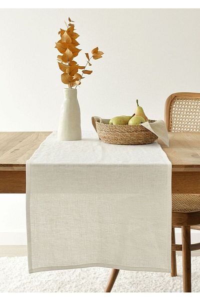 CASPARA Μπεζ Linen Runner - 40x140 Organic Raw Linen