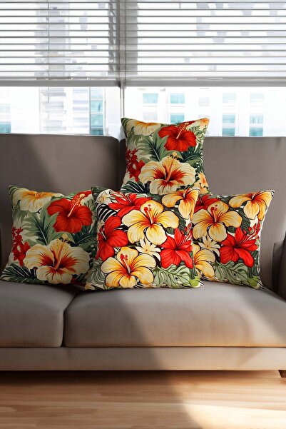 Royalte Set de 4 huse de pernă din catifea de lux - fundal crem, model cu fru...