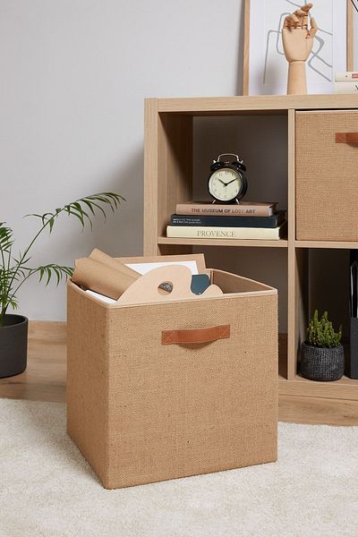 Ocean Home Textile 2 Pieces Jute In-Cabinet Laundry Toy Organizer Folding Storage Box Organizer 33x30x33