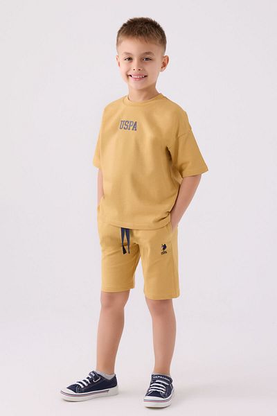 U.S. Polo Assn. Costum bermuda galbenă pentru băiat