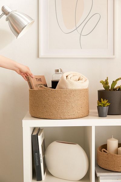 Ocean Home Textile Organizator de coș de depozitare cu frânghie decorativă de iută 35x15