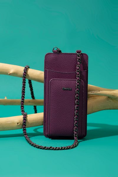 Grande 2783 Genuine Leather Wallet Featured Zippered Women's Phone Bag Flother Purple