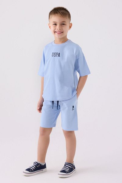 U.S. Polo Assn. Fiú kék bermuda öltöny
