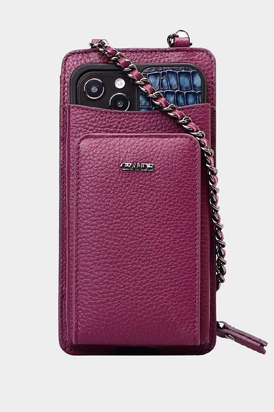 Grande 2783 Genuine Leather Wallet Featured Zippered Women's Phone Bag Flother Purple