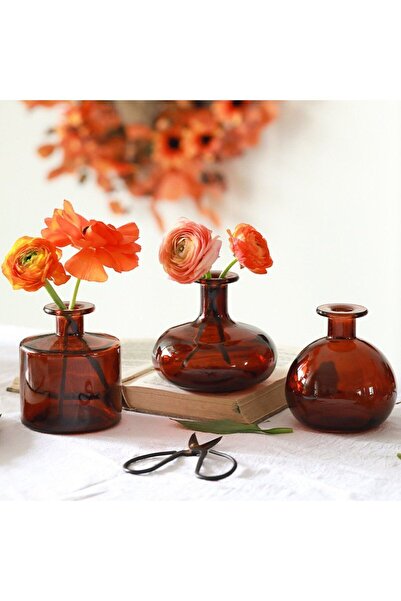 Miniminti Segona Mini 3lü Cam Vazo Seti - Amber