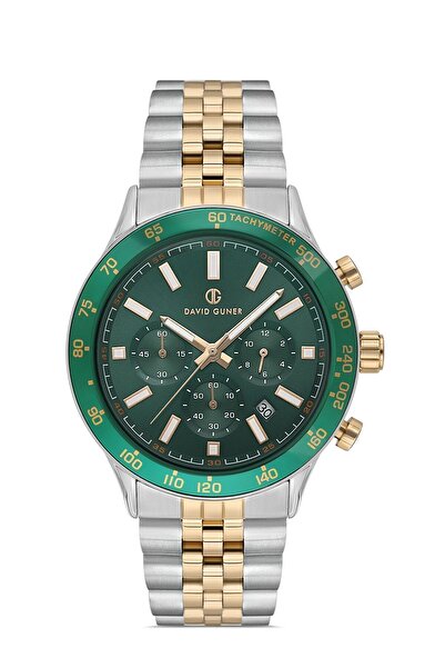 DAVID GUNER SARI BEYAZ KAPLAMALI YEŞİL KADRANLI ERKEK KOL SAATİ DG-8666GA-D10