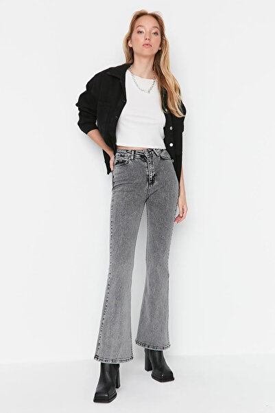 TRENDNATUREL Zoe Liana Smoked Flare Jeans High Waist Flare Jeans Comfortable (Extra Comfortable) Drv