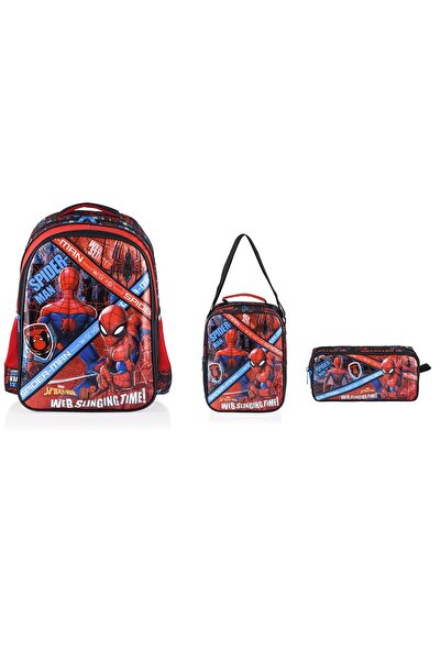 SPIDERMAN Primary School Bag - Salto Web Slinging Time, Lunch Box and Pencil Case