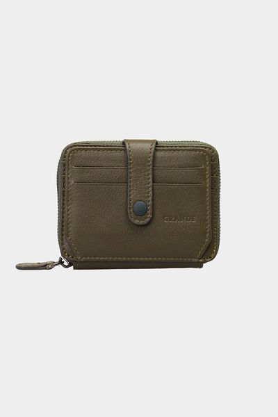 Grande 739 Genuine Leather Horizontal Card Holder with Zipper and Snap Fasteners Arsel Green