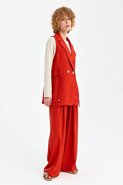 Esswaap Yelek Bluz Pantolon Takım Kiremit