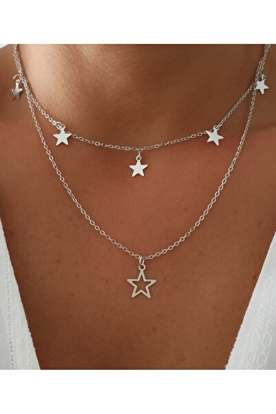 DENİZDENAL مجموعة قلادة مزدوجة على شكل نجمة