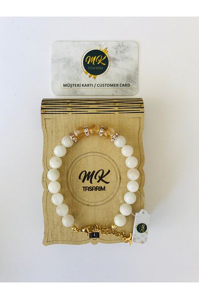 MK tasarım MK Design - Real Moonstone Citrine Stone Bracelet MKT2007