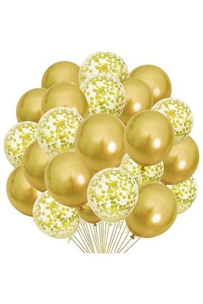 gözdecicekpartiorg 20 Pieces Gold Confetti Balloons Set