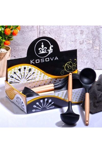 Kosova Black Bamboo Silicone Ladle - 30 Cm