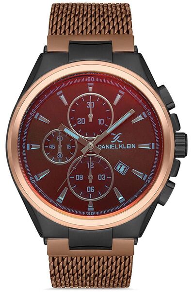 Daniel Klein Erkek Kol Saati Çikolata Hasır Örgü Kordon Renkli Cam