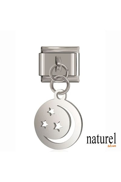 Naturel Tılsım Italian Stainless Steel Crescent 9mm Charm