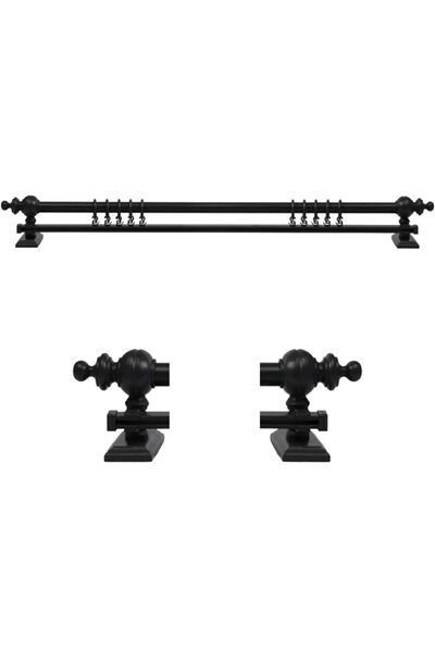 MGEStore Umeraș pentru perdea rustic negru cu o singură șină de 200 cm
