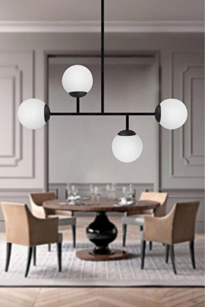 Eray Aydınlatma Opal Camlı 4lü Siyah Avize