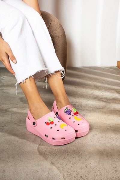 Nstil Pink Women's Sandals - High Massage Sole, Buckle Sabo, Doctor, Nurse and Cook Slippers 251
