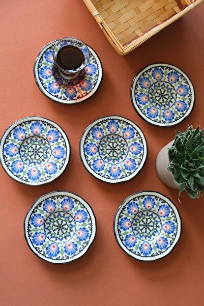 JAMUOR Roys Fulya Porselen Çay Tabak Takımı 12 Cm 6 Parça