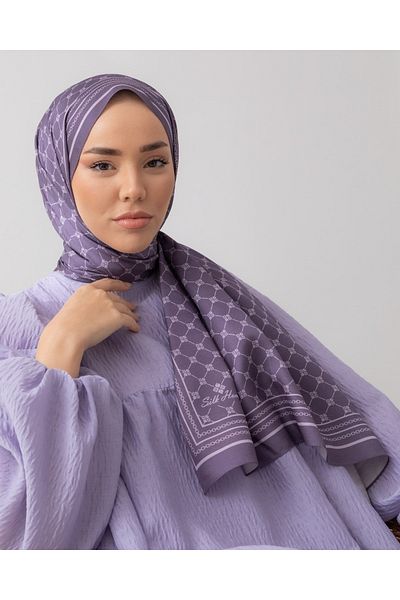 Silk Home Purple-Lilac Twill Silk Monogram Shawl - 100%