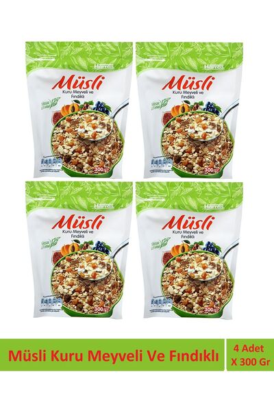 Harras Müsli Kuru Meyveli Ve Fındıklı 300 gr X 4 Adet